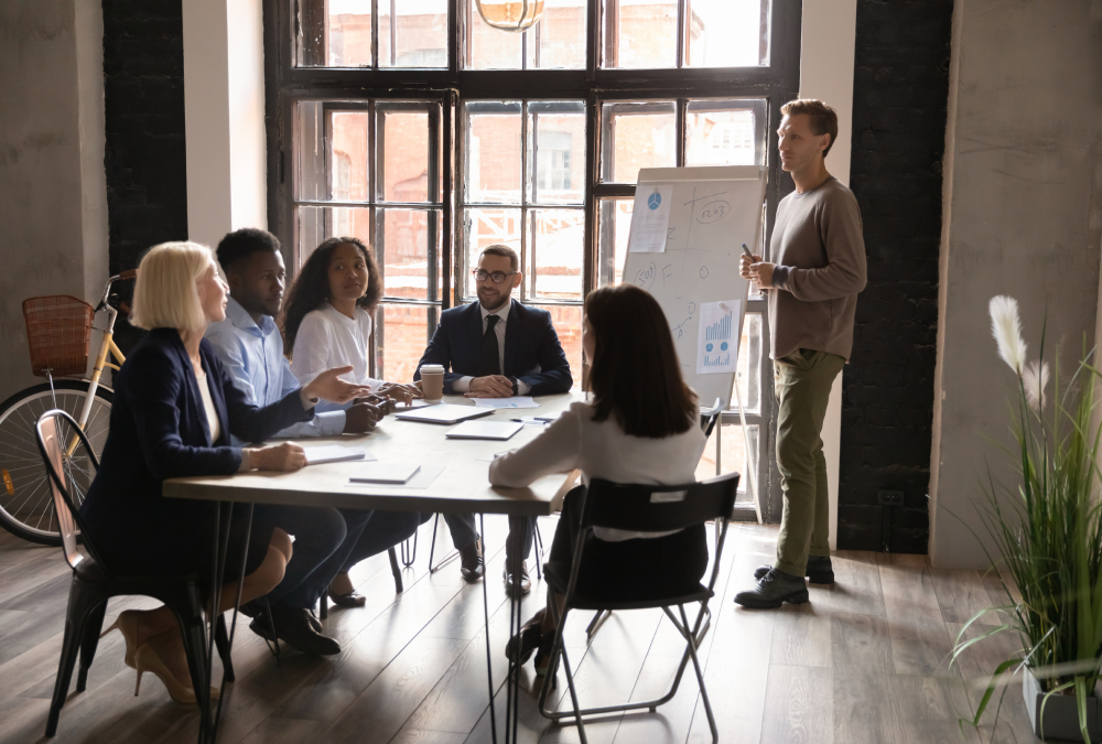 Office presentation with colleagues