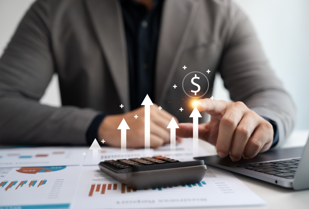 Business growth concept with rising arrows